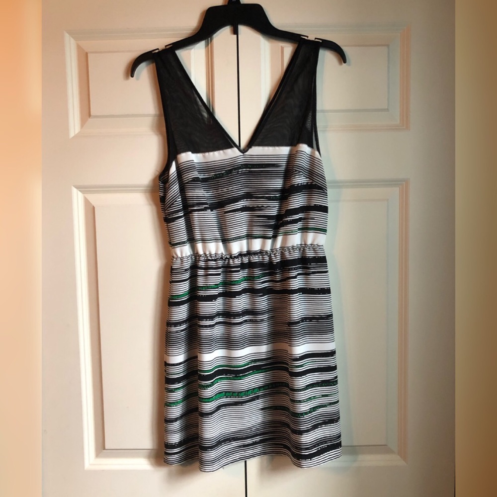 Petticoat Alley Sleeveless Striped Mini Slip Dress Mesh Straps Size Small